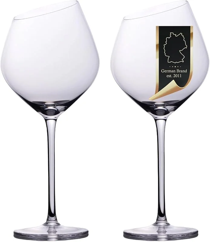 INTIRILIFE 2x copa de vino con borde moderno - 470 ml de capacidad - copa de vino tinto cristal lavable en lavavajillas a prueba de golpes — Vino y mesa festiva