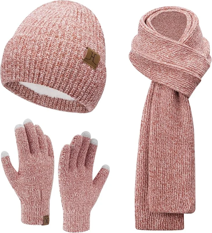 ZASFOU Gorro Invierno Mujer Guantes Termicos Tactiles Bufanda Larga Regalo — Ropa Navidad