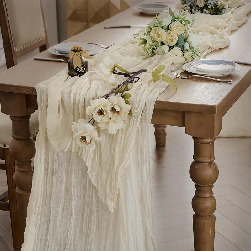 WAITER TREE Camino de Mesa Gasa Boho Beige 90 x 300 cm — Hogar y cocina