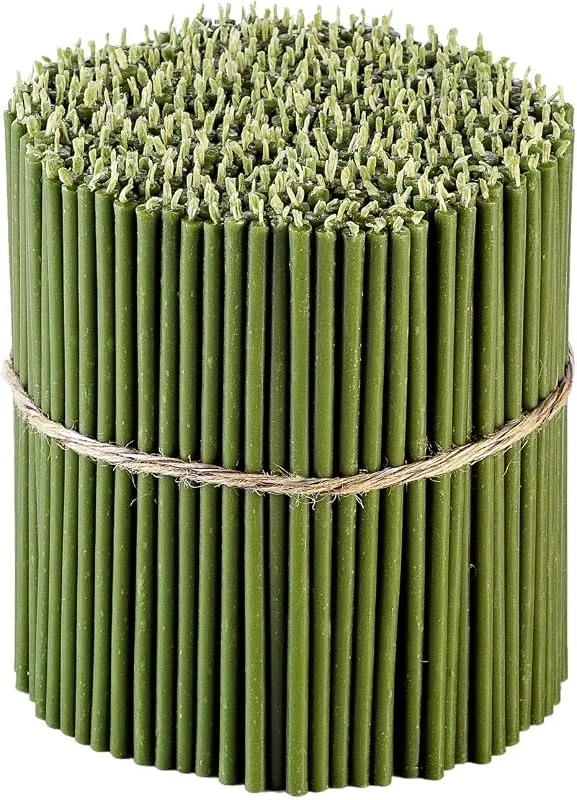 Visita la tienda de Danilovo Danilovo Ritual - Velas de cera de abeja (verde) - Velas ortodoxas para oración o decoración de mesa de boda, no tóxicas - Sin goteo, N140, altura: 16 cm, diámetro: 5 mm (50 unidades, 143 g) — Cena a la luz de velas