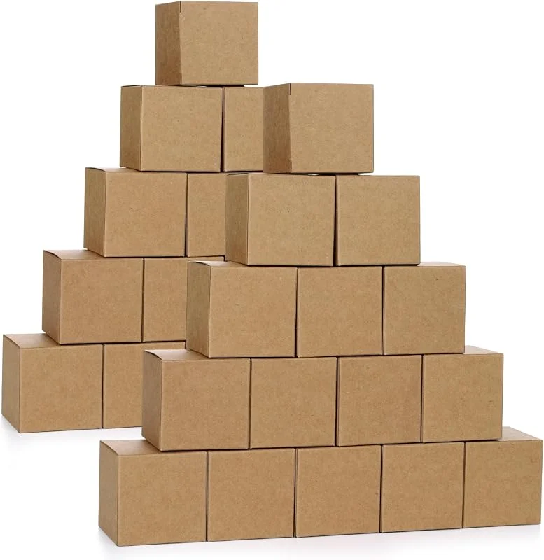 GXFCING 50 Piezas Mini Cajas de Regalo Papel Kraft con Tapa 5 x 5 x 5 cm — Envoltorio regalo