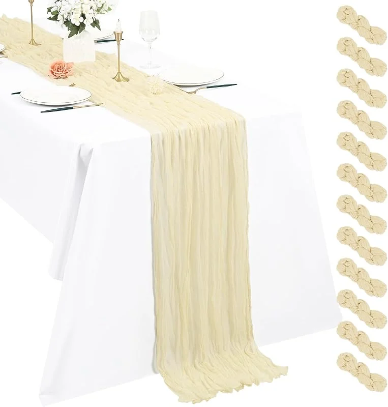 Visita la tienda de Pesonlook Pesonlook Juego de 12 caminos de mesa de gasa para bodas, 55 x 300 cm, color marfil — Hogar y cocina