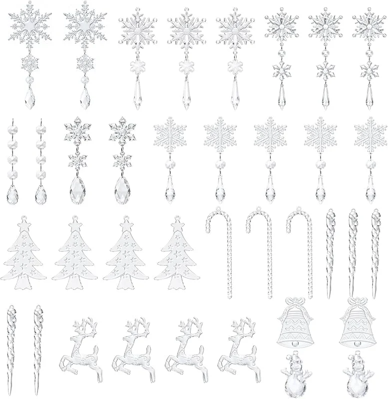 Mocifa 36 Piezas Adornos Árbol Navidad Cristal Decoración Navideña Acrilico — Decoracion Navidad