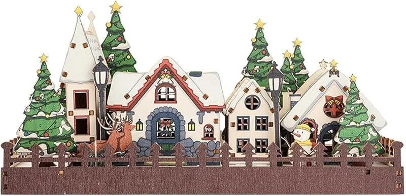 ccuzs Pueblo Navideño Adornos Rústicos Divertidos con Luz LED — Decoracion Navidad