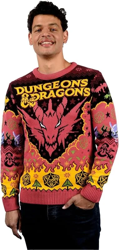 Visita la tienda de Fashion UK Jersey de Navidad Unisex Adulto con calabozo y dragón, Rojo, L — Ropa Navidad