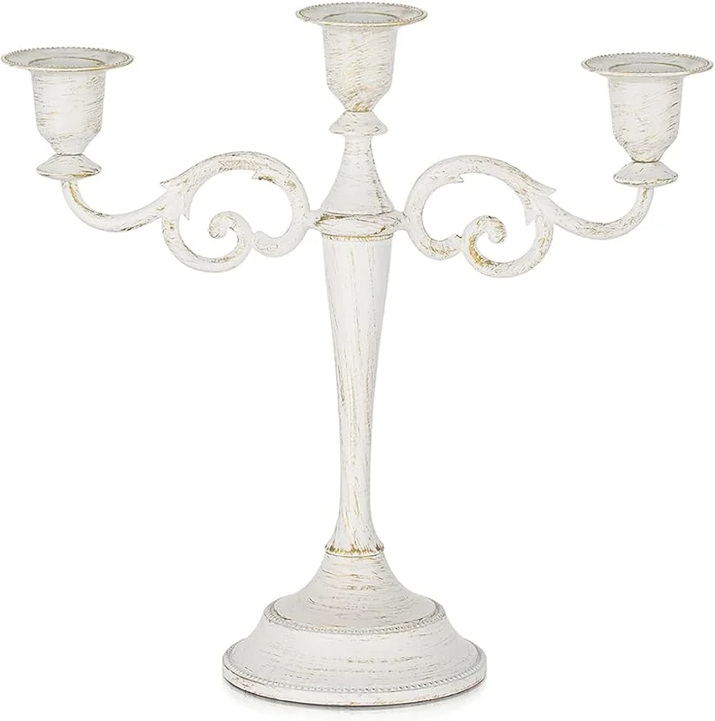 Visita la tienda de Sziqiqi Sziqiqi Candelabro Blanco de Zinc, 3 Brazos, para Velas — Adviento y mesa
