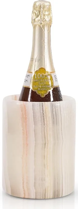 SPESHSTONES Enfriador de vino de mármol hecho a mano, 16, 5 cm, ónix blanco, para champán, ideal para fiestas - Enfriador de botellas de vino de 750 ml para la cocina — Vino y mesa festiva