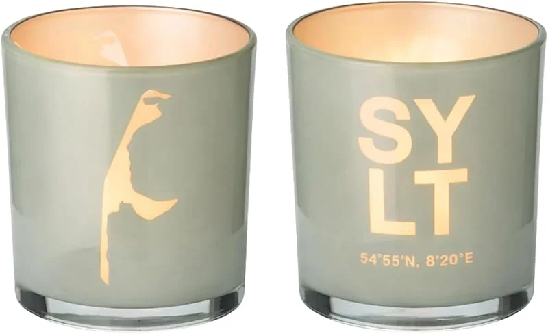 Visita la tienda de EDZARD EDZARD Vasos portavelas Sylt juego de 2 (H 8 cm, Ø 7 cm), cristal gris — Cena a la luz de velas