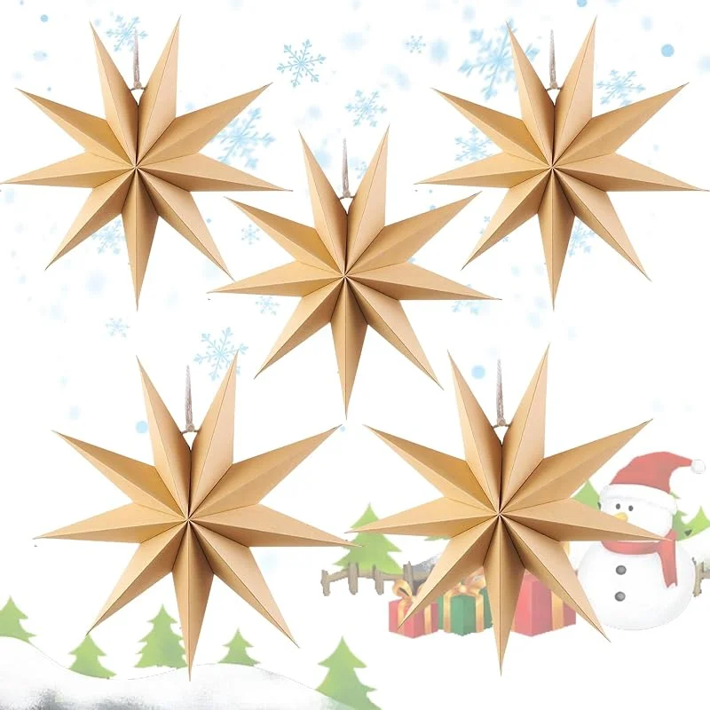 GZGXKJ 5pcs Estrella Arbol Navidad Estrellas Papel Decoraciones Navideñas — Decoracion Navidad