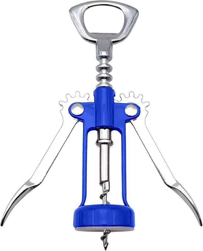 Leddy Living Sacacorchos de color de doble palanca para vino – Elegante y moderno abrebotellas profesional, sacacorchos para botellas de vino y cerveza, accesorio de diseño único, ideal como regalo (azul) — Vino y mesa festiva