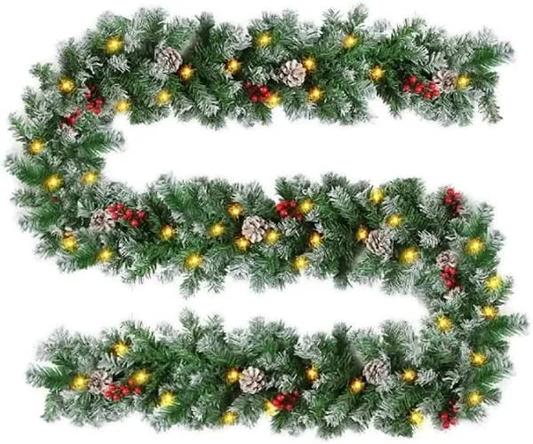 Visita la tienda de Qingning Qingning Guirnalda navideña de 2, 7 m con iluminación, 5 m, 50 ledes para — Decoracion Navidad