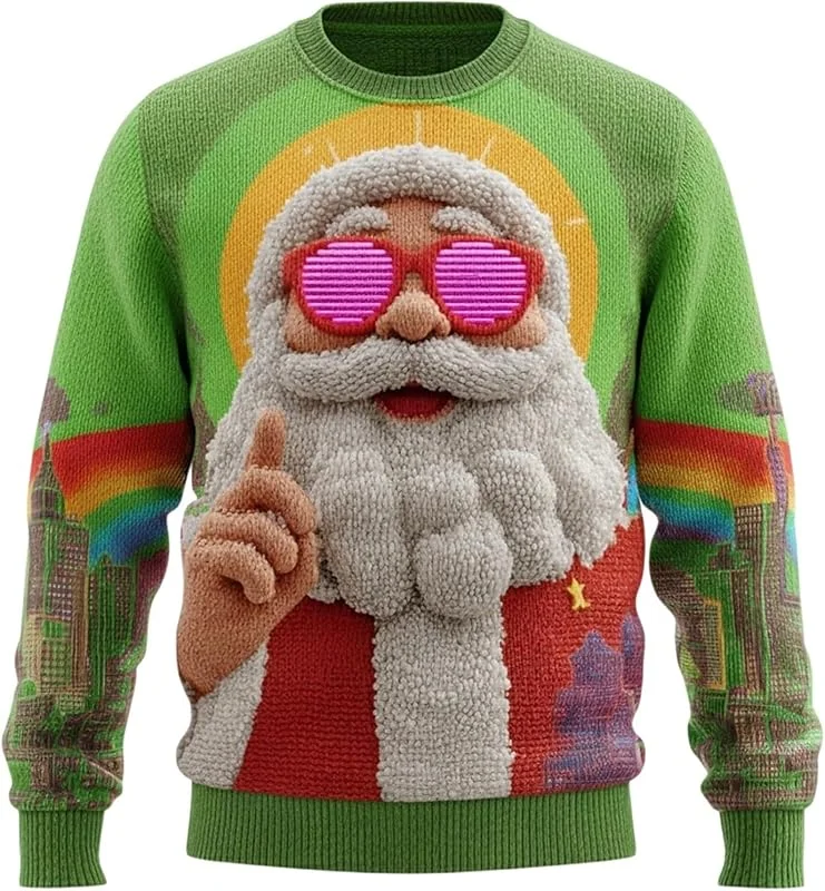 Genérico Jersey de Navidad para Hombre, Navidad, Feo, Invierno, Cuello Redondo, Camiseta de Manga Larga, cálida y cómoda — Ropa Navidad
