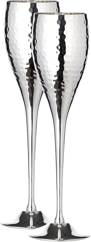 Visita la tienda de EDZARD EDZARD Juego de 2 Copas flauta Dodo (200 ml), copa de cava plateada — Vino y mesa festiva