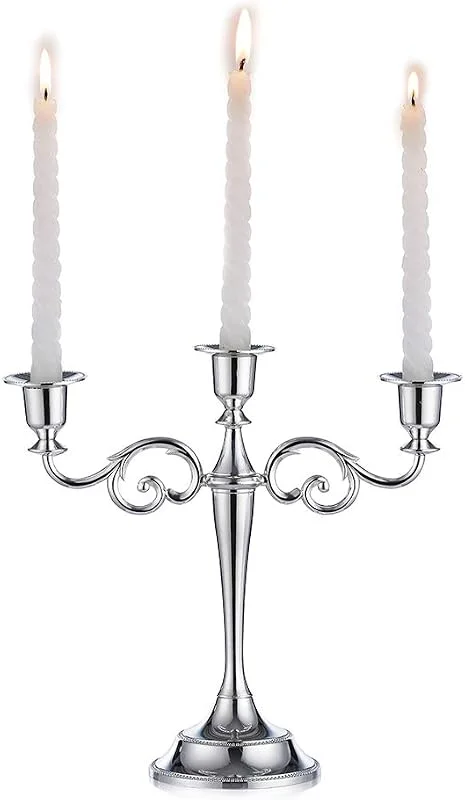 Visita la tienda de Sziqiqi Sziqiqi Candelabro Plata de Zinc, 3 Brazos, para Velas — Cena a la luz de velas