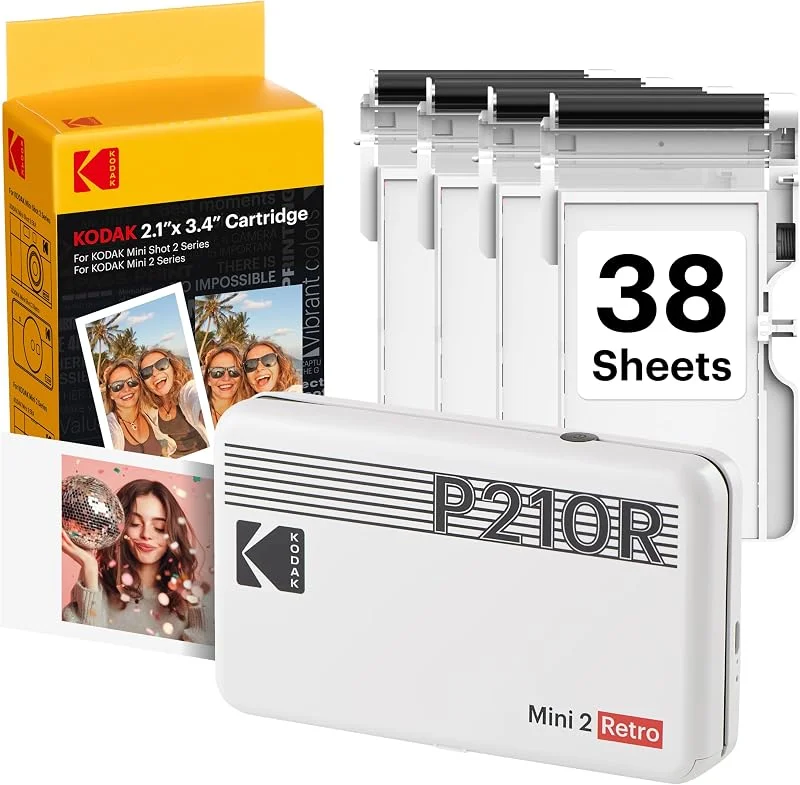 Visita la tienda de KODAK KODAK Mini 2 Retro Navidad Regalos 4Pass, Impresora Fotográfica + 38 Fotos, Fotos Instantáneas Tamaño 54X86mm, Conexión Inalámbrica Bluetooth - Blanco — Adviento y mesa