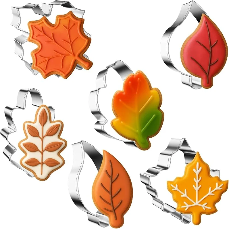 GUIZIYAO 6 Piezas Moldes Galletas Otoño Hojas, Molde Calabaza, Decoración Otoño Acero Inoxidable, Juego De Cortar Y Hornear Galletas, De Fondant Hornear Acción Gracias Navidad — Hogar y cocina