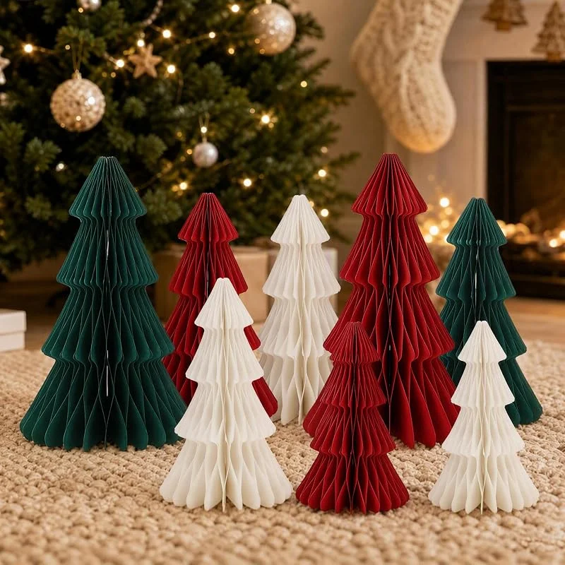 Hahorpa 8 Piezas Arbol de Navidad de Papel, Panales de Papel para Arbol de Navidad — Adviento y mesa