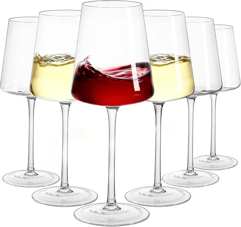 Imourari Juego de copas de vino tinto de 6: 400 ml de cristal sin plomo de tallo largo soplado a mano copas de vino blanco para regalo para mujeres, degustación en casa, restaurante, boda, fiesta — Vino y mesa festiva