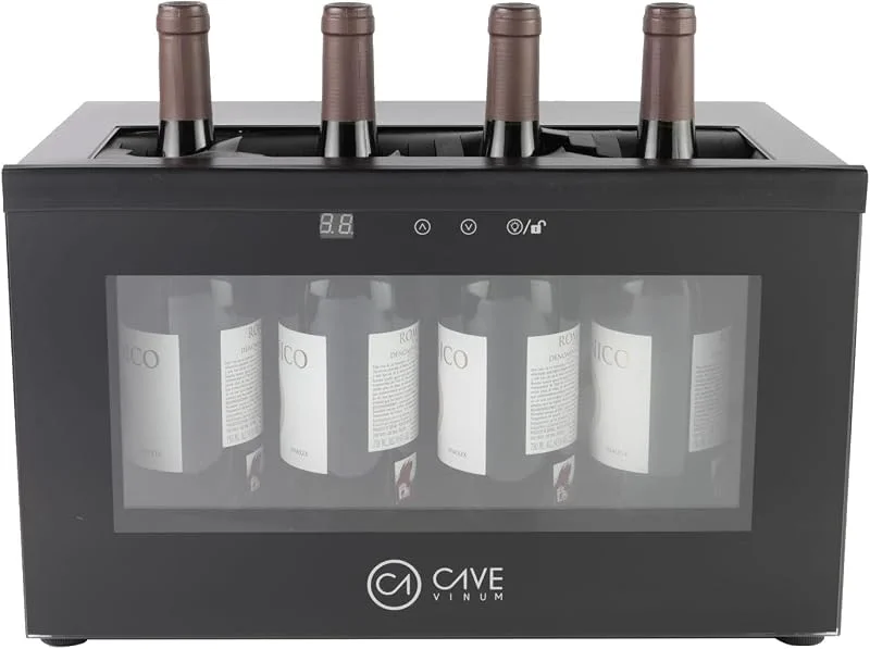 Cavevinum CV-7D Expositor de Barra para Vinos Tintos, Acero Inoxidable, Negro 26.8x44.3x27 cm — Vino y mesa festiva