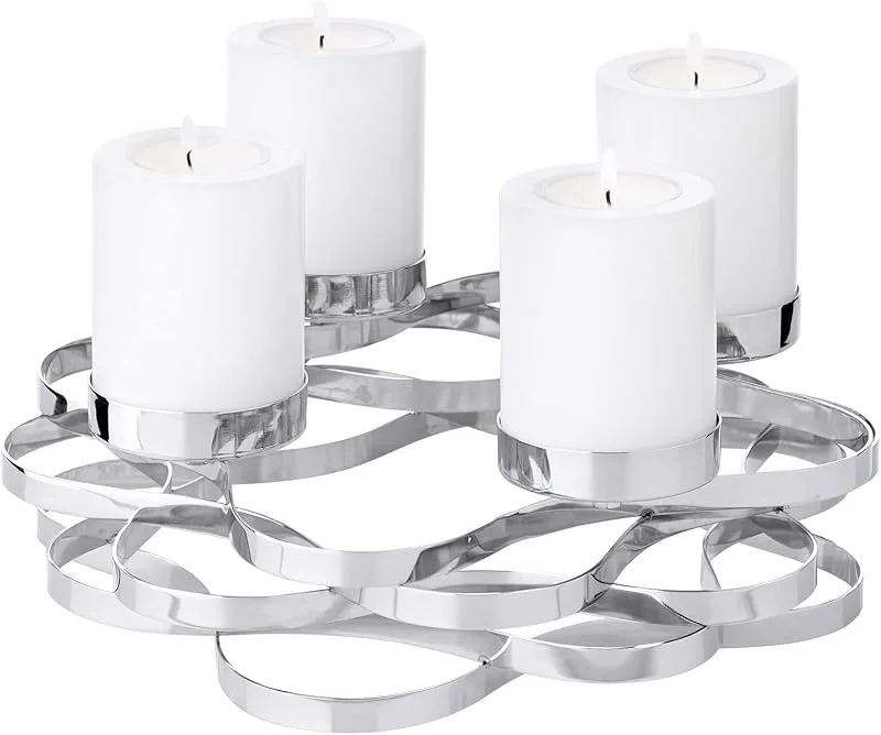 Visita la tienda de EDZARD EDZARD Corona de Adviento Alita (Ø 25 cm), acero inoxidable niquelado — Decoracion Navidad