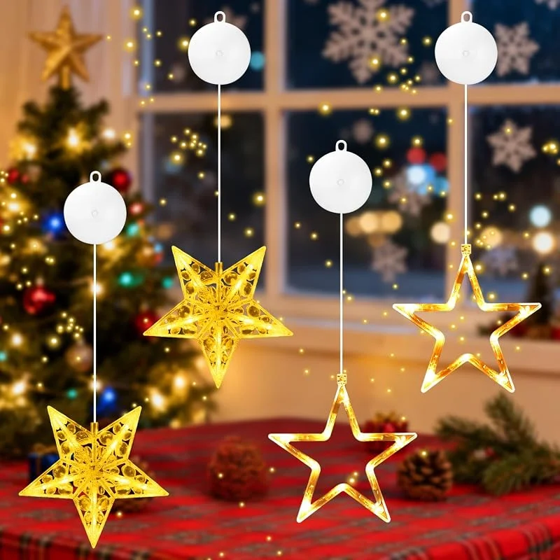 Suvexor Luces Navidad de Estrella 4 Piezas, LED Luces Navidad Decorativas — Decoracion Navidad