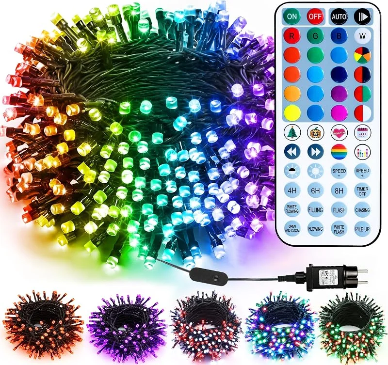 BrizLabs Luces de Navidad para Exterior, 30M 300 LED Colorido RGB Guirnalda Luces Decorativas Control Remoto a Prueba de Agua para Habitación Árbol de Navidad Interior Casa Fiesta Halloween — Luces Navidad
