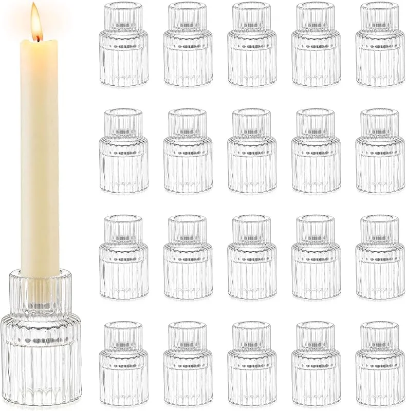 Romadedi Portavelas de cristal estriado para velas (20 unidades) — Adviento y mesa