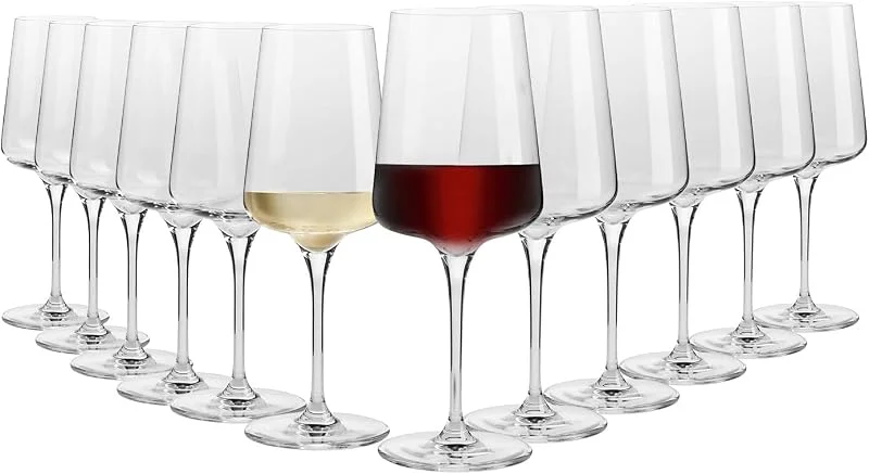 Visita la tienda de Krosno Krosno Copas de Vino Tinto y Blanco Juego de 12, Colección Infinity — Vino y mesa festiva
