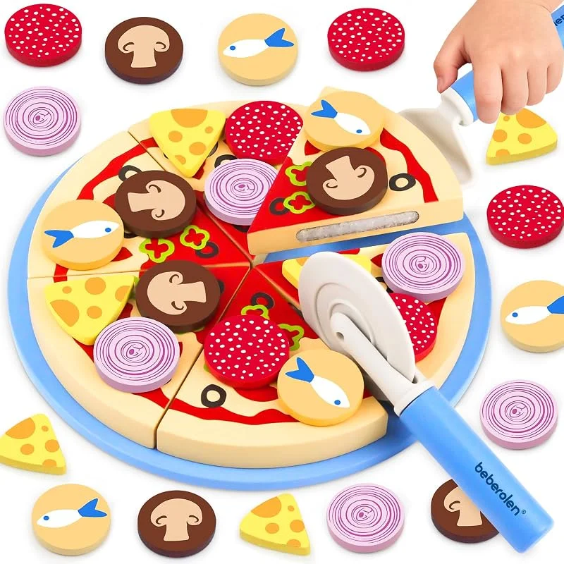 Visita la tienda de Beberolen Beberolen Juguete de Pizza Madera para Cocinita Infantil 3 4 5 Años — Hogar y cocina