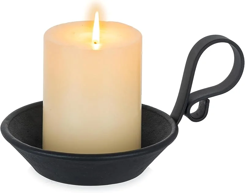 Visita la tienda de Inweder Portavelas de hierro fundido: placa de vela de pilar negro mate con mango y estaca de seguridad para velas de pilar, bola, soporte decorativo vintage para Navidad, Halloween, mesa, hogar, juego — Adviento y mesa