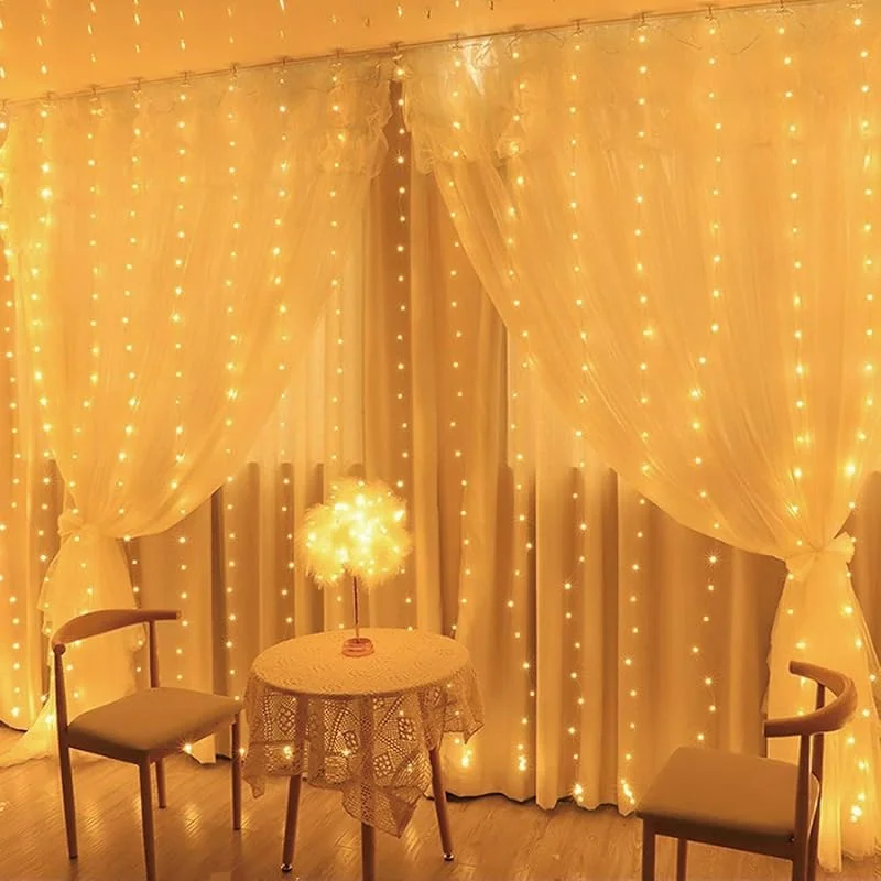 MUSUNIA Cortinas de luces USB 2x2m 200led en 10 ventanas de pantalla de luz gancho — Luces Navidad