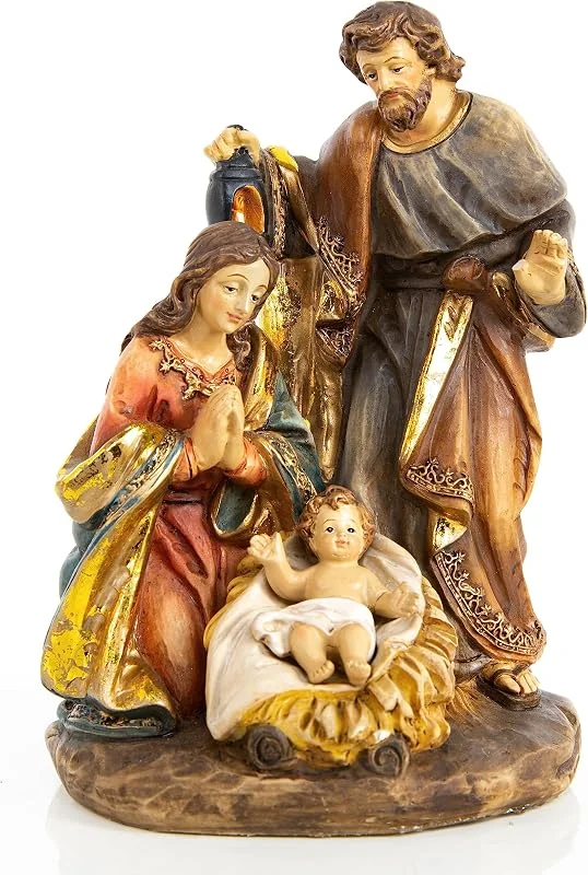 Visita la tienda de Logbuch-Verlag Logbuch-Verlag Figura Decorativa Nacimiento belén en Tonos Marrones, Beige y Dorados 19 cm - decoración navideña Pesebre — Decoracion Navidad