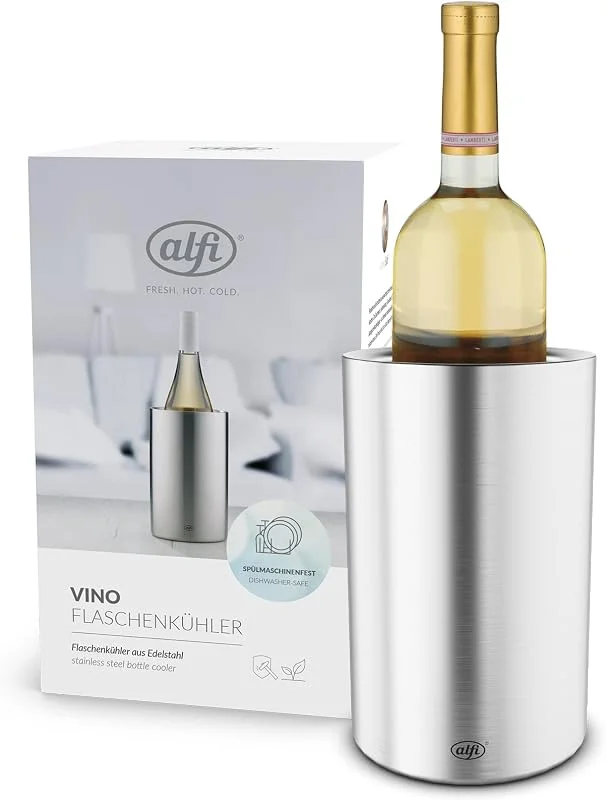 Visita la tienda de Alfi alfi Vino, Enfriador de Acero Inoxidable para Botellas de 0, 701 l, Vino, Cava, Mantiene el frío sin Agua de condensación ni Hielo, Bebidas frías hasta la última Gota, Apto para lavavajillas, sin BPA — Vino y mesa festiva