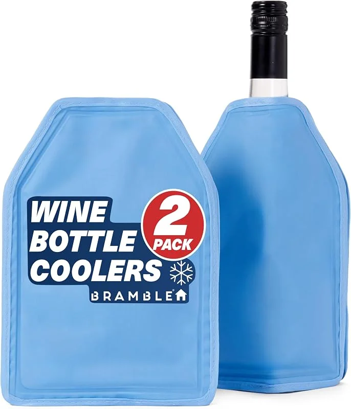 Visita la tienda de Bramble Bramble - Set de 2 Enfriadores de Botellas de Vino (22, 5 x 15, 5cm), Enfriador con Gel - Funda para Picnic, Fiestas, Al Aire Libre — Vino y mesa festiva