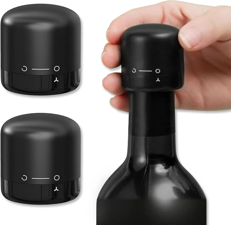 SHFYFHS 2 piezas Tapones para botellas, Tapón para botella de vino, Tapa de botella de vino reutilizable, Prolongar el tiempo de conservación del vino, adecuado para todas las botellas de tamaño estándar. — Vino y mesa festiva
