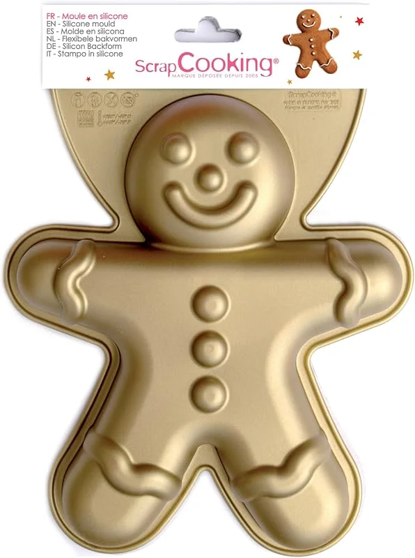 Visita la tienda de ScrapCooking Scrap Cooking - Molde de silicona para muñeco de pan de especias - Gran molde para tartas XXL en forma de mannala, manilla, Gingerbread Navidad - Pasta Biscuit Decoración - 3152 — Hogar y cocina