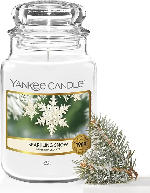 Visita la tienda de Yankee Candle Yankee Candle Vela perfumada en tarro grande, Sparkling Snow, Duración de combustión de hasta 150 horas, Regalo ideal para mujer — Luces Navidad