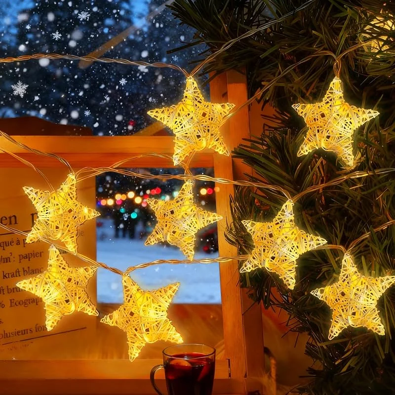 CHENBOOW Luces de Estrellas, Luces LED Estrella de Navidad, Decoracion Navidad, para HabitacióN, Fiesta, JardíN, Boda, Halloween