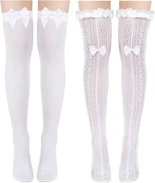 YEAMLTE Calcetines Largos con Lazo, 2 Pares de Calcetines Oktoberfest Mujer — Ropa Navidad