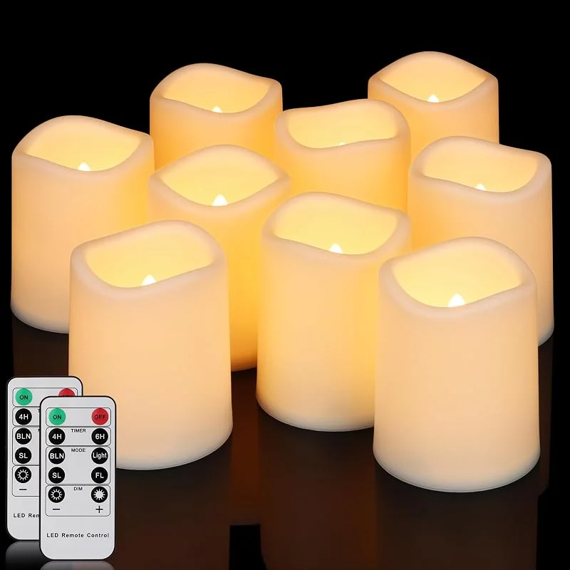 yunsheng 9 velas LED resistentes al agua, sin llama, con temporizador de — Cena a la luz de velas