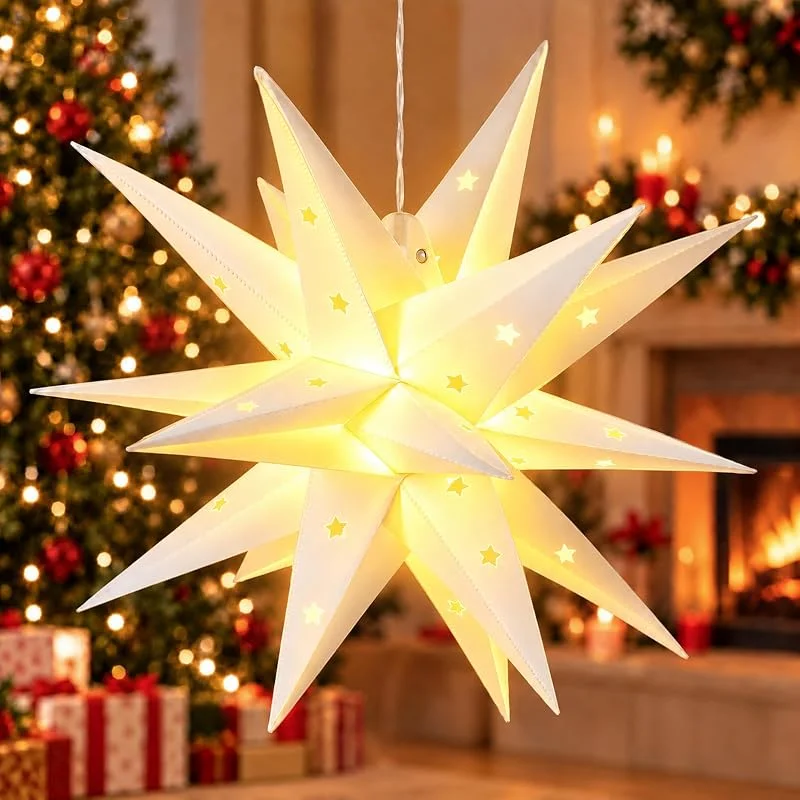 KATELUO LED Estrella Navidad Exterior, Estrella de Navidad LED 3D Estrellas Leds — Decoracion Navidad