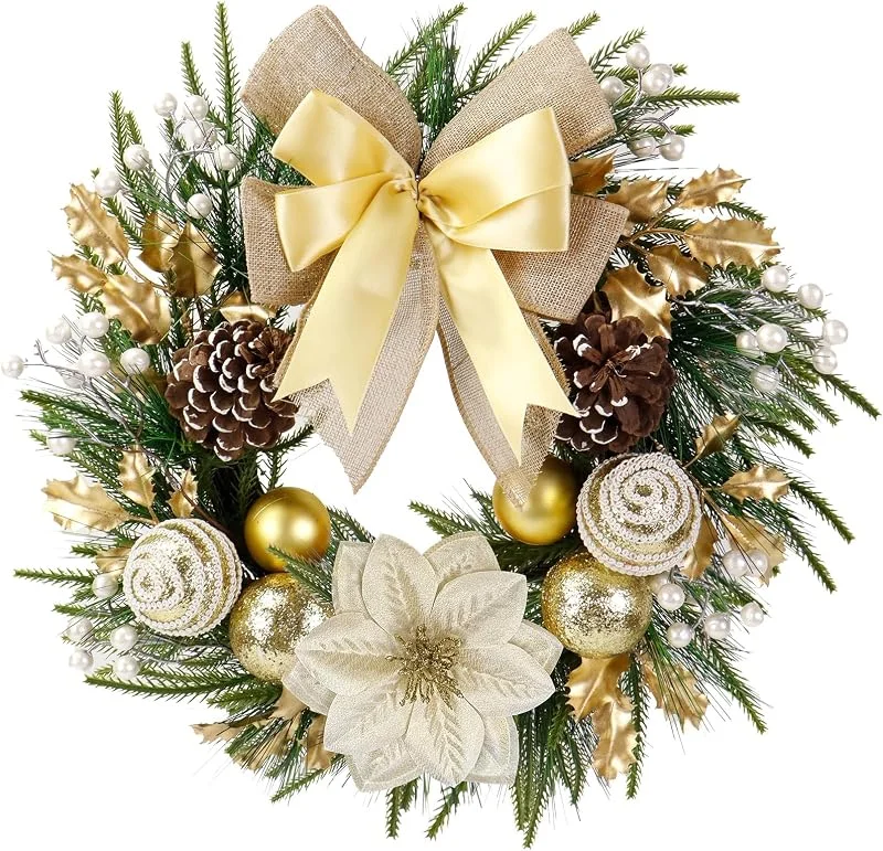 Zavothy Corona de Navidad Artificial Puerta 45 cm – Corona de Adviento — Decoracion Navidad