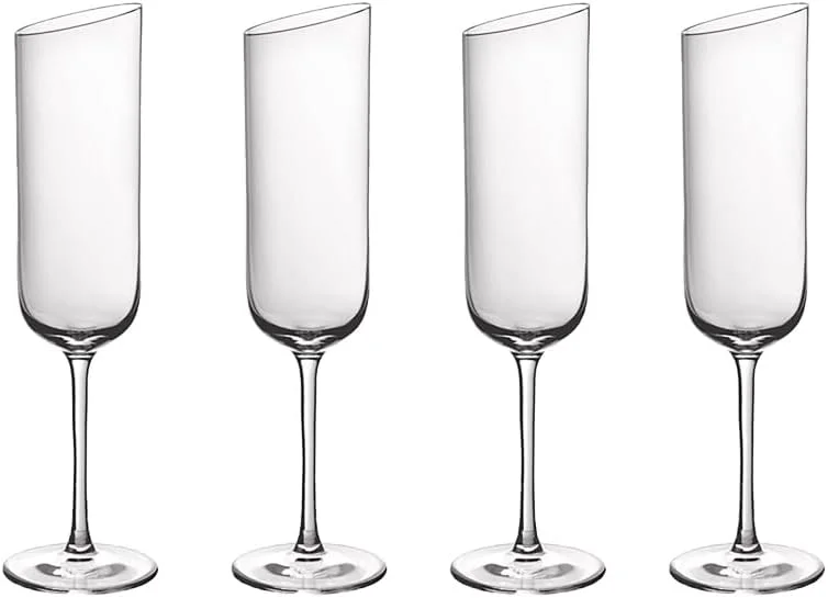 Villeroy & Boch 11-3653-8130 NewMoon Set 4 Piezas, Elegantes y ContemporaneasCopas de champán, Cristal, Transparente, Apto para lavavajillas — Vino y mesa festiva