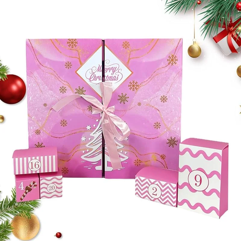 Genérico Calendario De Adviento Cuenta Atrás Decoración Plegable Rosa Vacía con 24 — Adviento y mesa