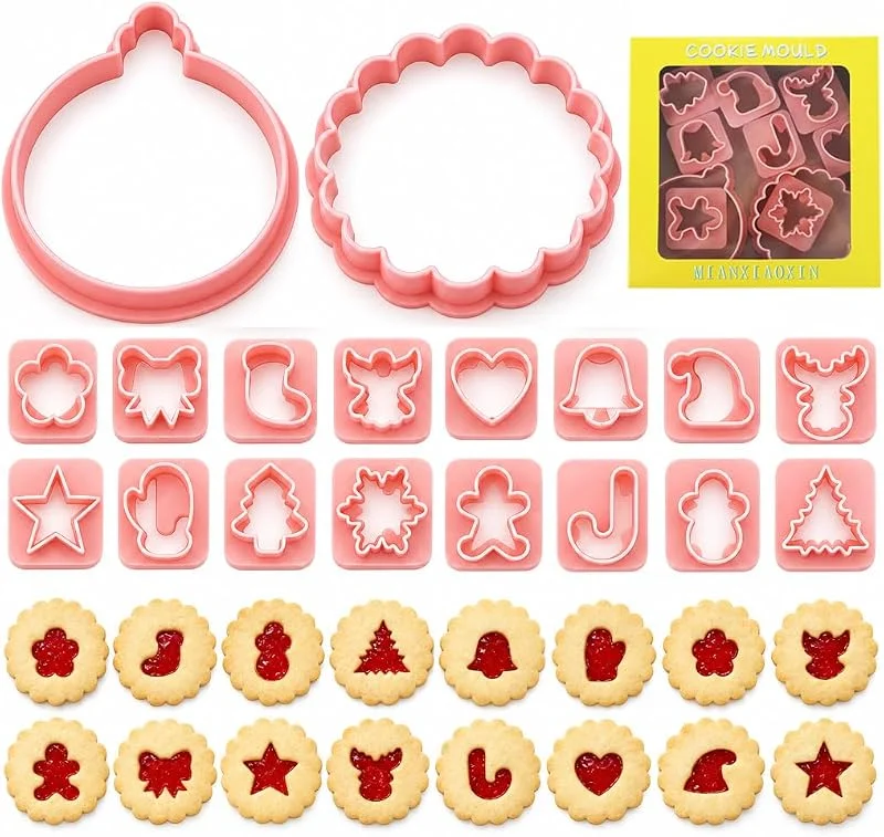 CHIHOLEN 10 moldes para galletas de Navidad, 3D de plástico, cortadores de galletas de Navidad, para decoración de tartas, galletas, hornear (E) — Hogar y cocina