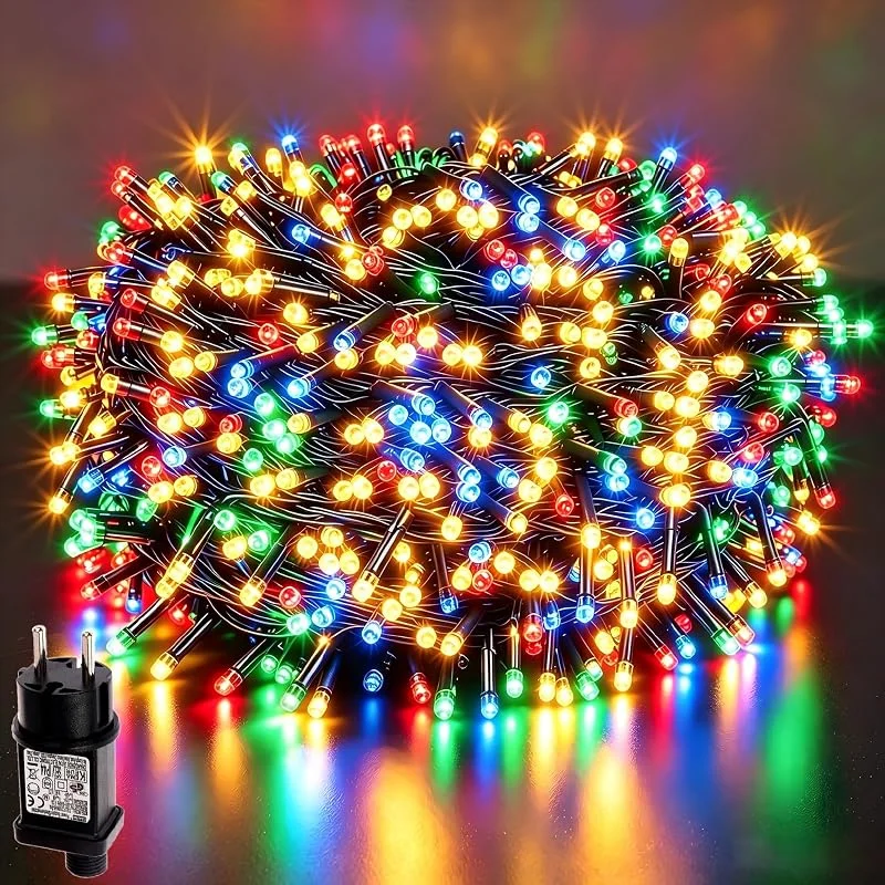 MOLVCE Guirnalda Luces Exterior, interior, 8 modos de luz + temporizador + memoria, Impermeable Luces Decoración de fiestas, Balcón, Jardín, Arbol de Navidad, Boda, 20m 200LEDs, Multicolor — Luces Navidad