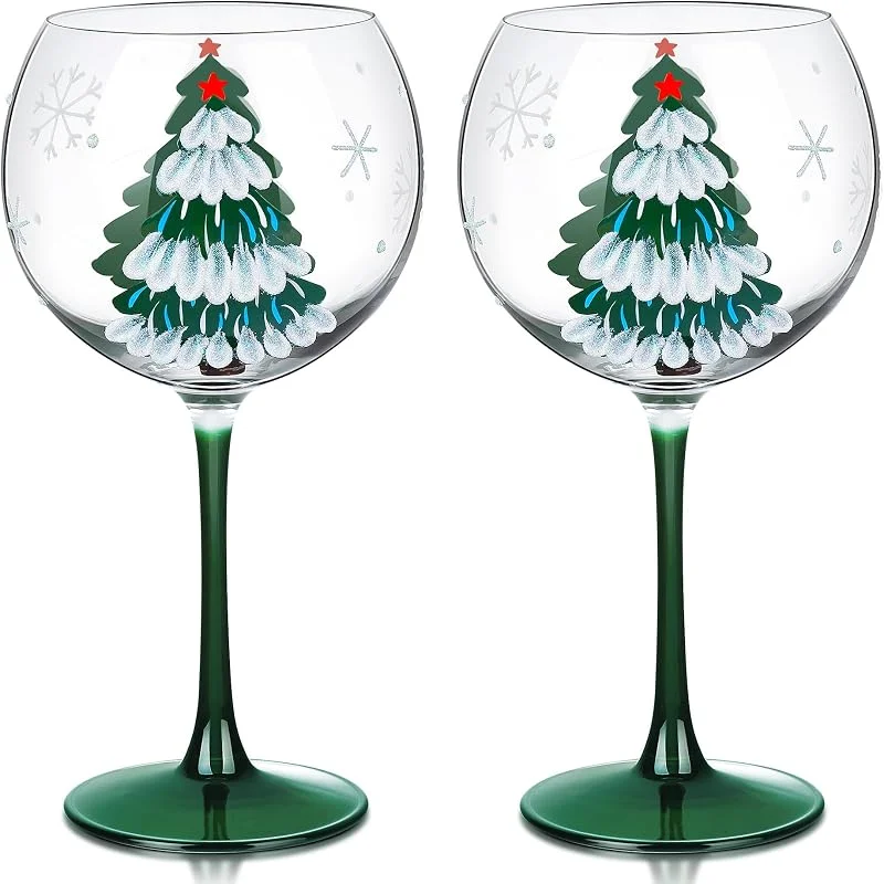 Visita la tienda de Joeyan Joeyan 580ml Grandes Copas de Vino Tinto Cristal de Navidad, Juego de 2 — Adviento y mesa