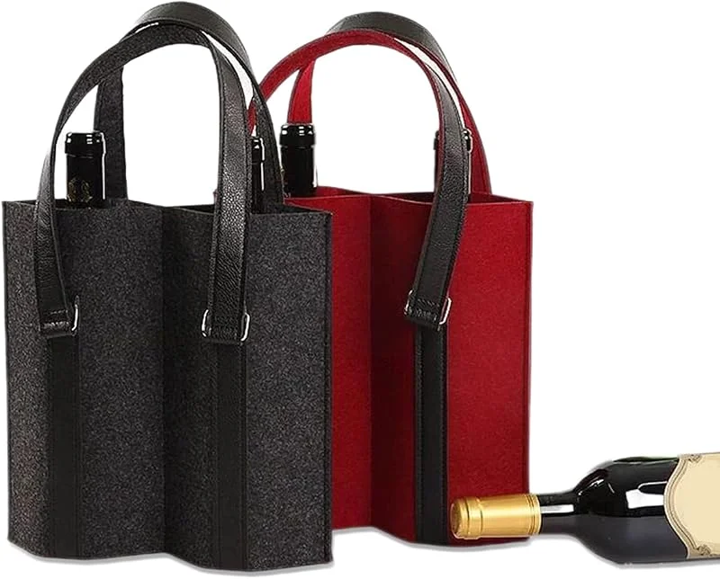 Aipeeo 2 unidades de bolsas para botellas, reutilizables, para hombre, para bebidas, bolsas de regalo, para vino Prosecco y champán, rojo y negro — Vino y mesa festiva