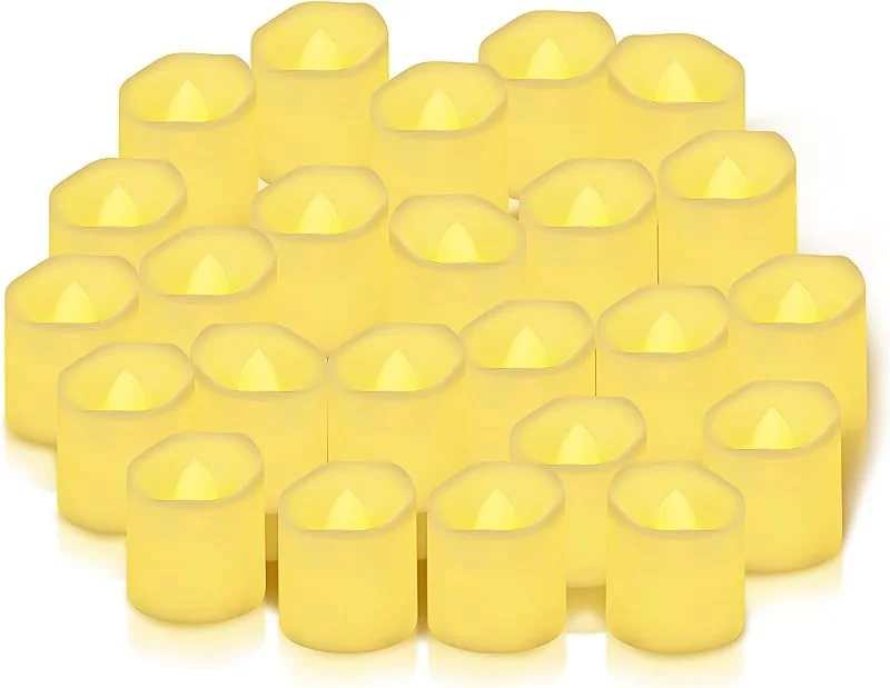 BUCOMTU 24 piezas Velas LED de Cera sin Llama a Pilas, Luces de Té y Velas Votivas con Luz Cálida Parpadeante, para Decoraciones de Festivales, Halloween, Navidad, Pascua — Luces Navidad