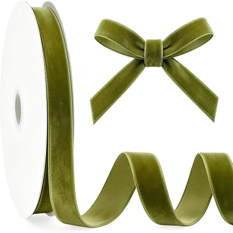 Visita la tienda de G2PLUS G2PLUS Cinta Terciopelo Verde Musgo, 20mm x 9m Cinta para Regalos Navidad — Envoltorio regalo